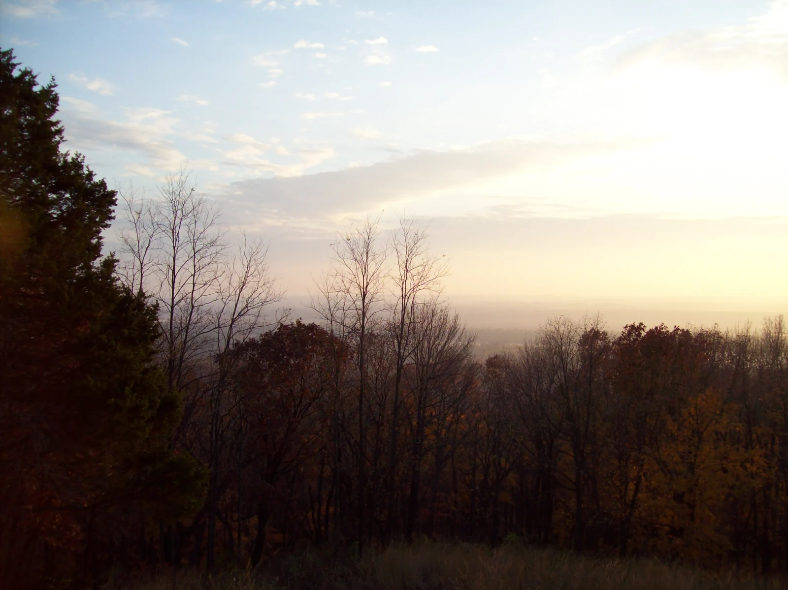 Late light above the wooded landscape at Pere Marquette State Park.